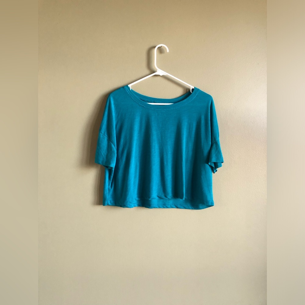 Streetwear Society Women Teal Cropped Boxy Top Size medium
